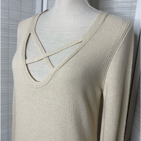 Free People Criss Cross Tunic Sweater Cream Size M - Picture 2 of 8